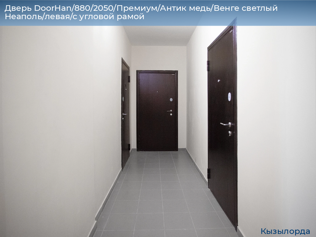 Дверь DoorHan/880/2050/Премиум/Антик медь/Венге светлый Неаполь/левая/с угловой рамой, kyzylorda.doorhan.ru